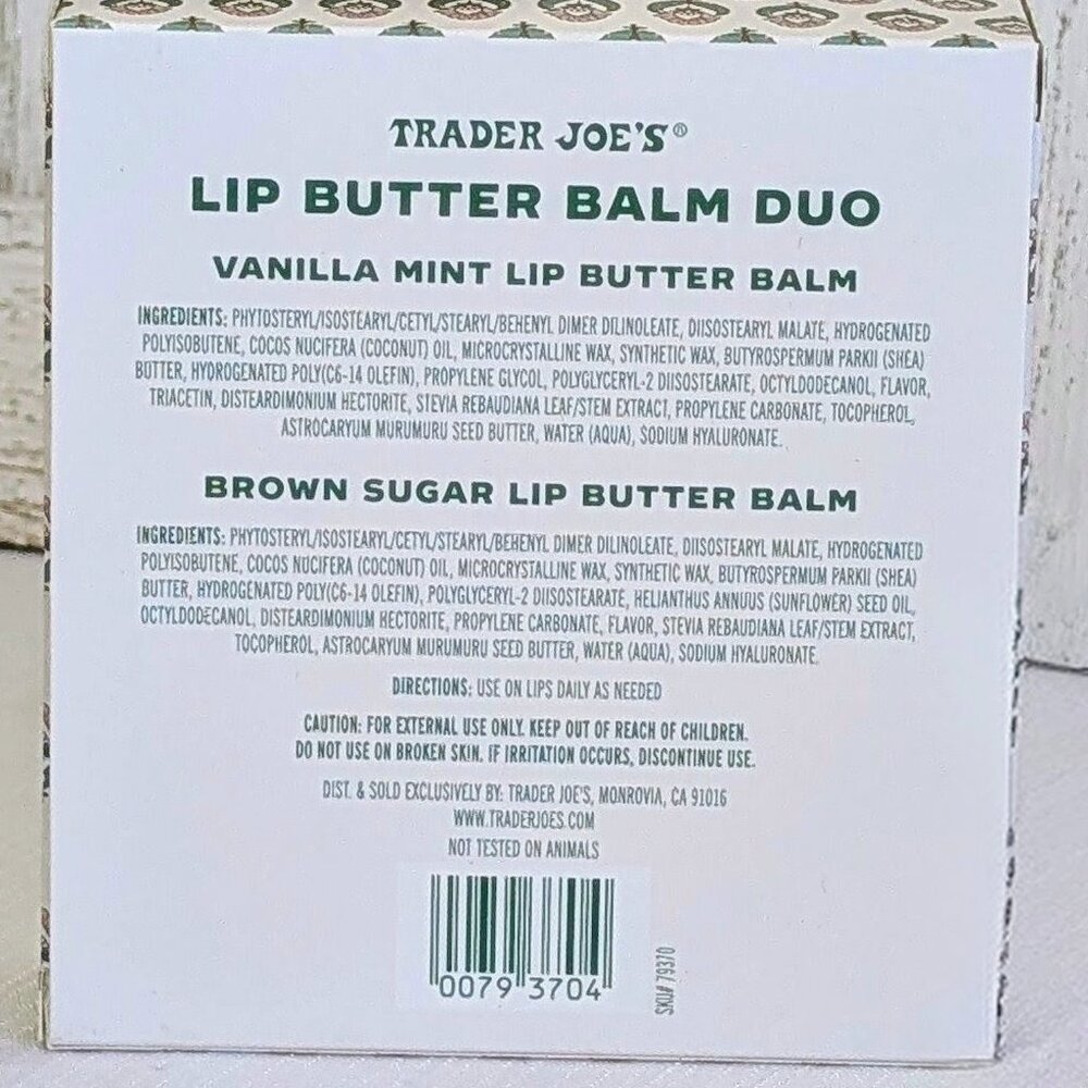 NIB Trader Joe’s Lip Butter Balm Duo Vanilla Mint & Brown Sugar Gift Set - Picture 4 of 4